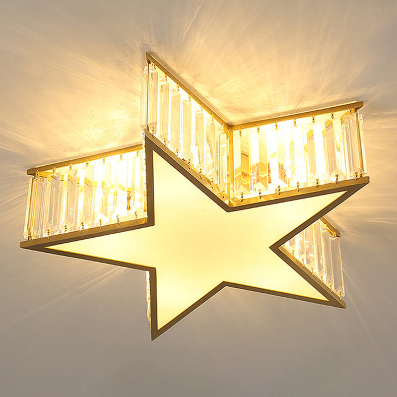 Gold Geometric LED Ceiling Light in Modern Singular Style Copper Indoor Flush Mount with Acrylic Shade
