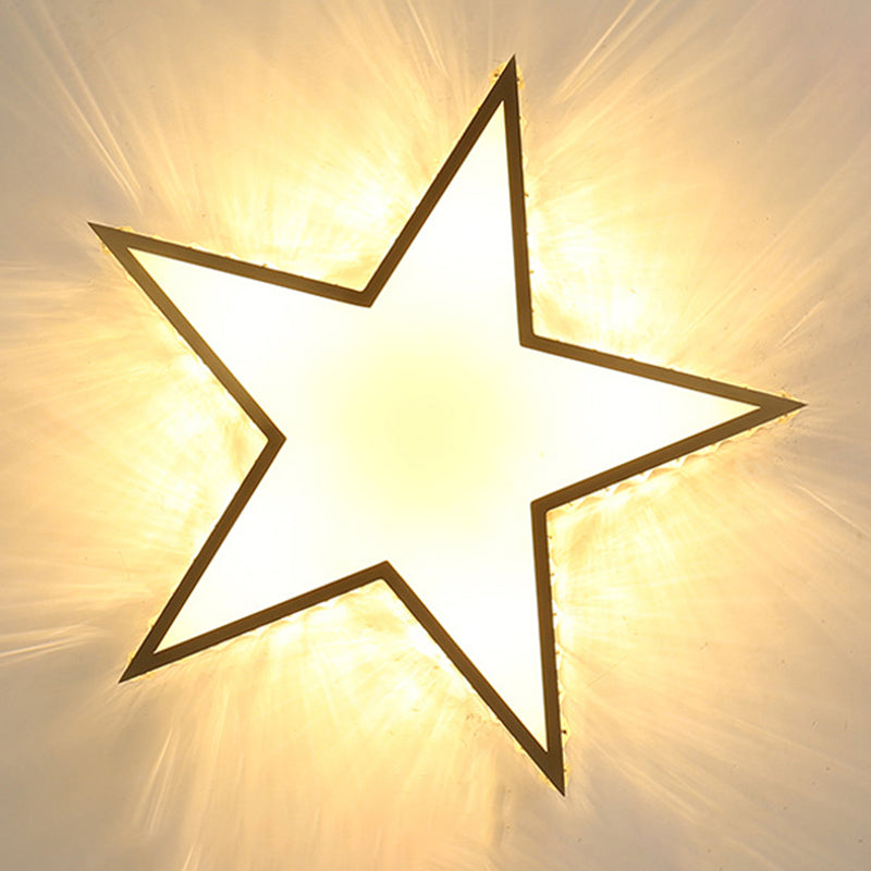 Gold Geometric LED Ceiling Light in Modern Singular Style Copper Indoor Flush Mount with Acrylic Shade