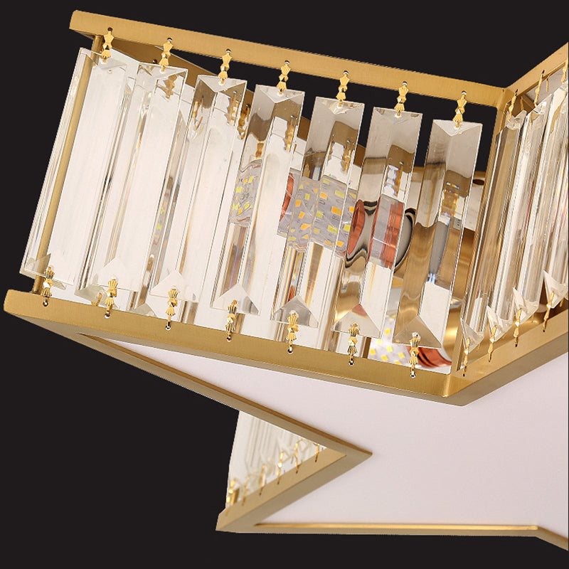 Gold Geometric LED Ceiling Light in Modern Singular Style Copper Indoor Flush Mount with Acrylic Shade