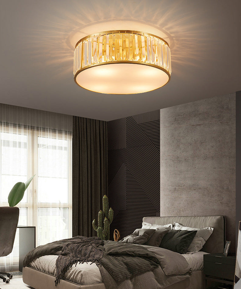 Gold Geometric LED Ceiling Light in Modern Singular Style Copper Indoor Flush Mount with Acrylic Shade