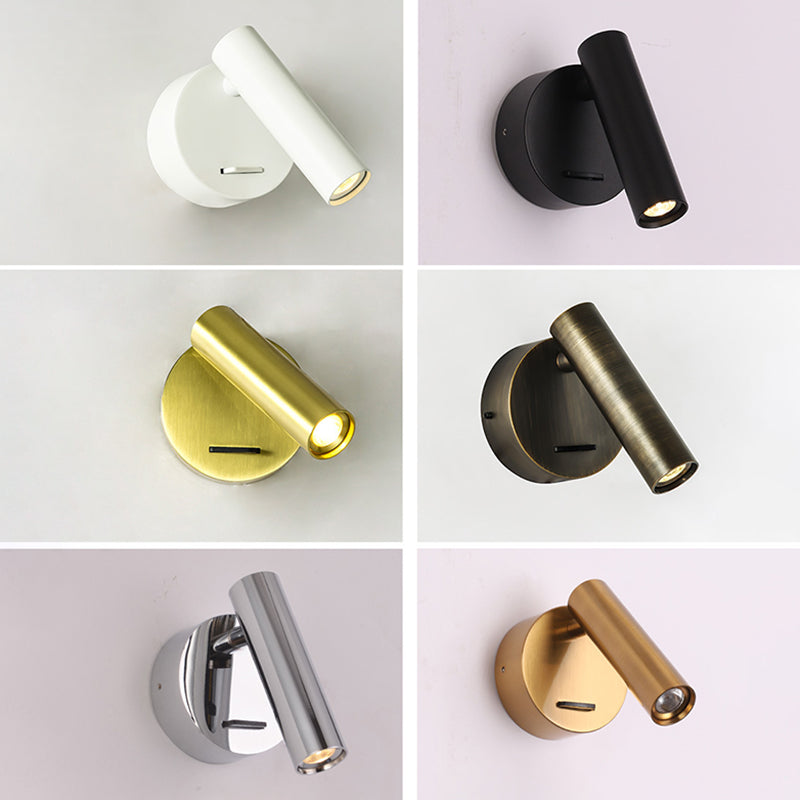4.3" H Simplicity Bedside LED Reading Lamp Modern Style Spotlight Wall Sconce with Round Metal Base