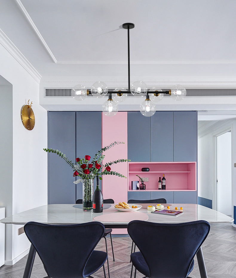 Kitchen Island Pendant Light Nordic Style Island Lighting Fixture with Orb Glass Shade