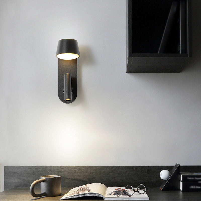 Modern Minimalist Style Shaded Sconce Light Fixtures Metal 2 Lights Wall Sconce for Bedroom