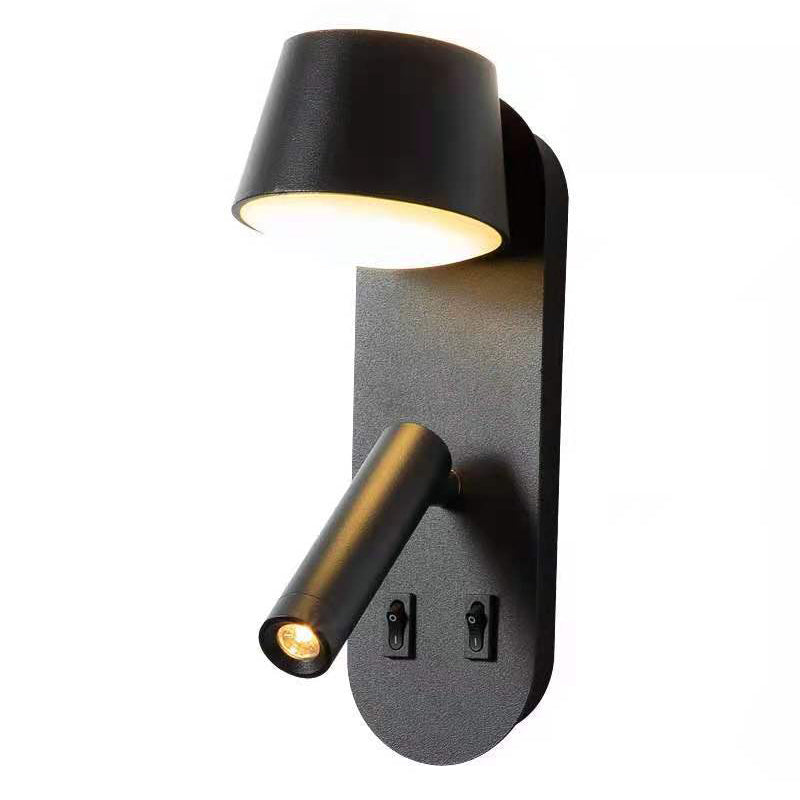Modern Minimalist Style Shaded Sconce Light Fixtures Metal 2 Lights Wall Sconce for Bedroom