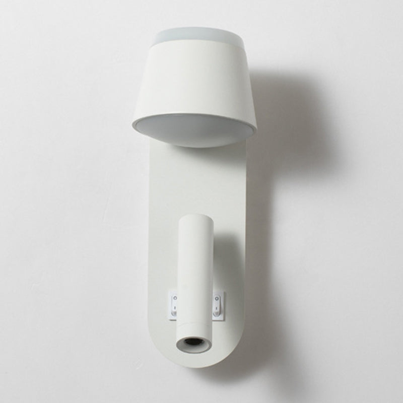 Modern Minimalist Style Shaded Sconce Light Fixtures Metal 2 Lights Wall Sconce for Bedroom