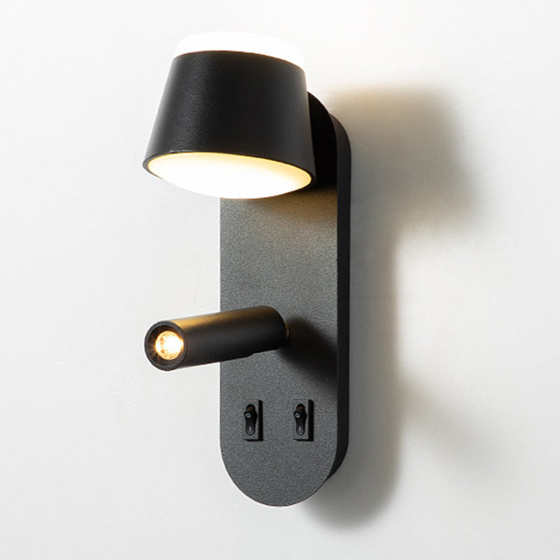 Modern Minimalist Style Shaded Sconce Light Fixtures Metal 2 Lights Wall Sconce for Bedroom