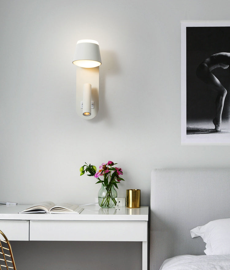 Modern Minimalist Style Shaded Sconce Light Fixtures Metal 2 Lights Wall Sconce for Bedroom