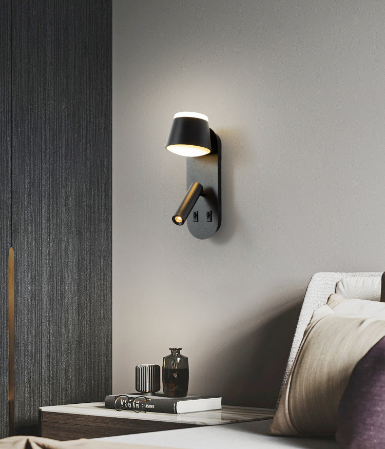Modern Minimalist Style Shaded Sconce Light Fixtures Metal 2 Lights Wall Sconce for Bedroom
