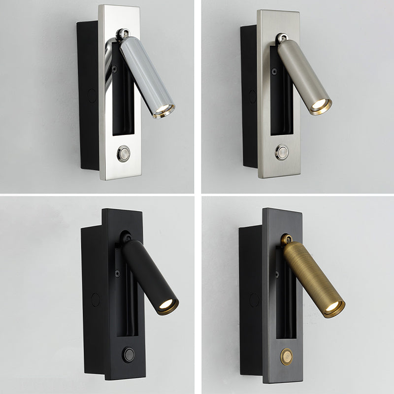 Luz de pared LED de estilo LED de estilo moderno Lámpara de lectura cilíndrica de cabecilla con interruptor independiente