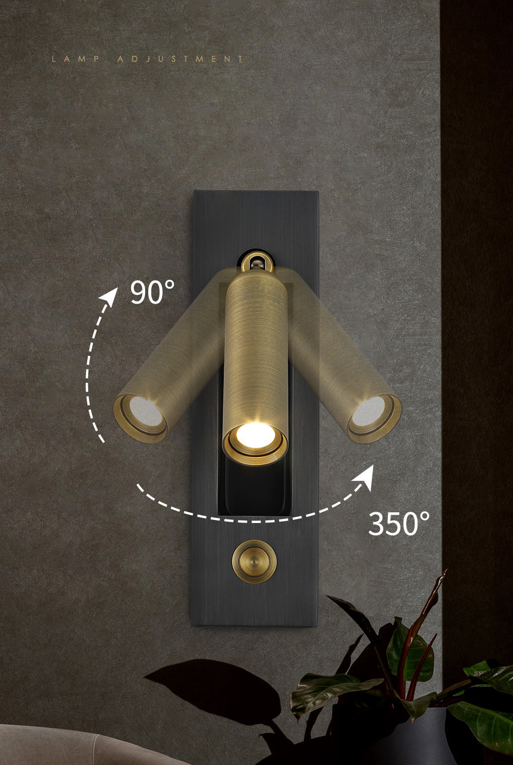 Luz de pared LED de estilo LED de estilo moderno Lámpara de lectura cilíndrica de cabecilla con interruptor independiente