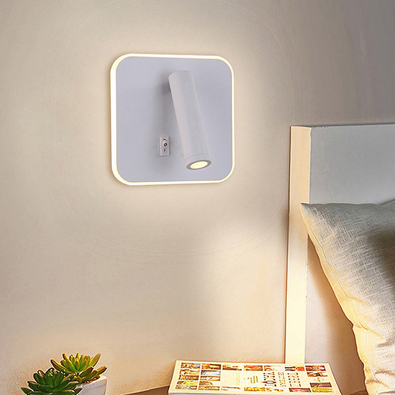 350° Rotatable LED Spotlight Wall Lamp Nordic Minimalism Bedside Reading Lamp with Backplane Night Light Design