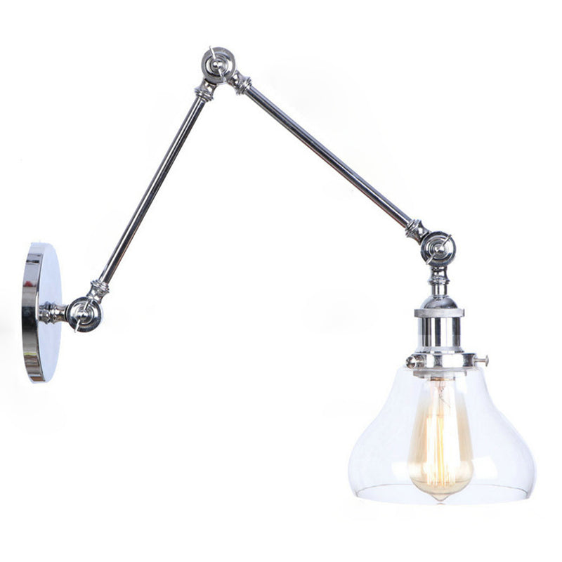 8 "+8" Schwung Arm Design Metall Wandleuchte birnenförmige Glasschatten Vintage Industrial Style Wandhalterung für Korridor