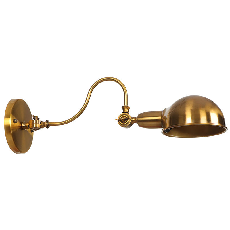 Antike Kupfer Schwanenhals Arm Retro Wandlampenwinkel Verstellbares 1-Licht-Schublicht mit Metallschüssel