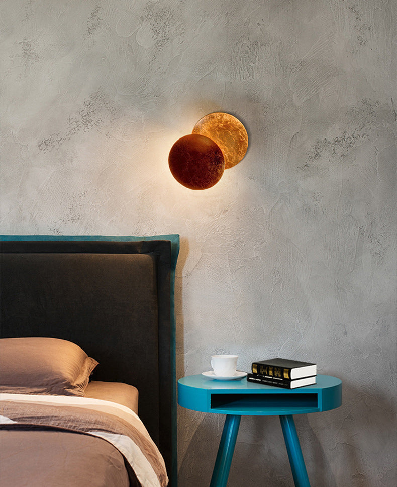Modern Minimalist Style Circular Wall Sconce Lighting Metal Wall Mount Light for Bedroom