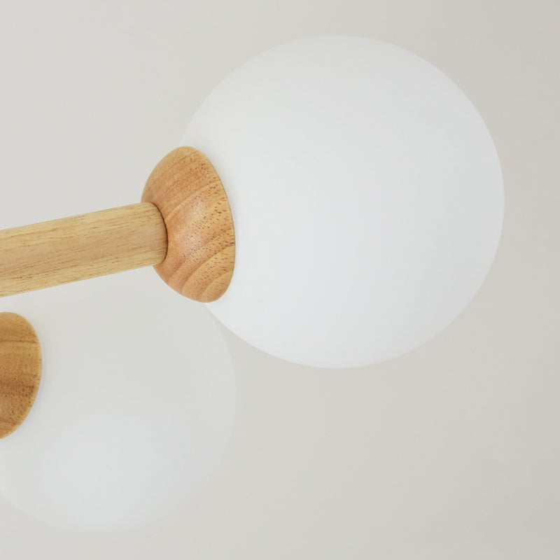 Minimalist Round-Shaped Chandelier Light Wood Bedroom Chandelier Lighting Fixture in White