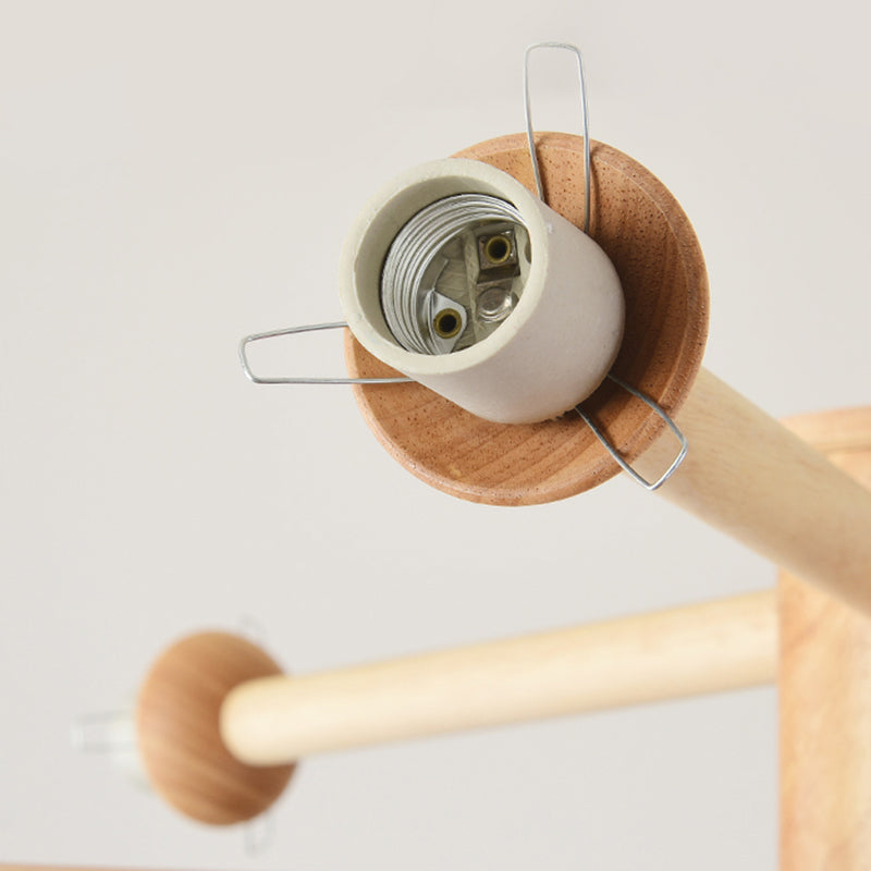 Minimalist Round-Shaped Chandelier Light Wood Bedroom Chandelier Lighting Fixture in White