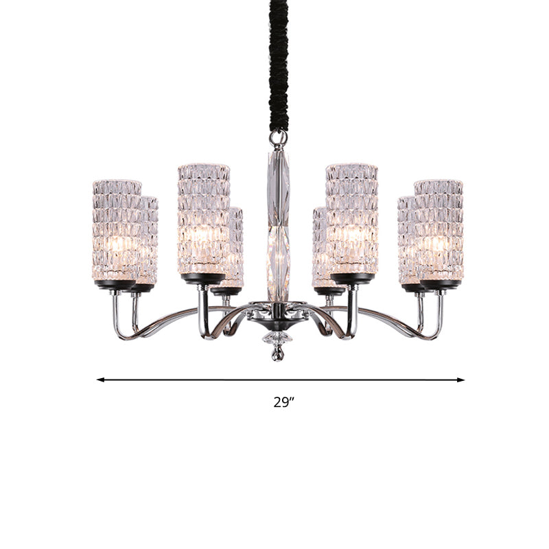 Cilindro de luz colgante de cromo cromado con hoyuelos Cilindro de 8 cabezas Candelero de techo de estilo simple