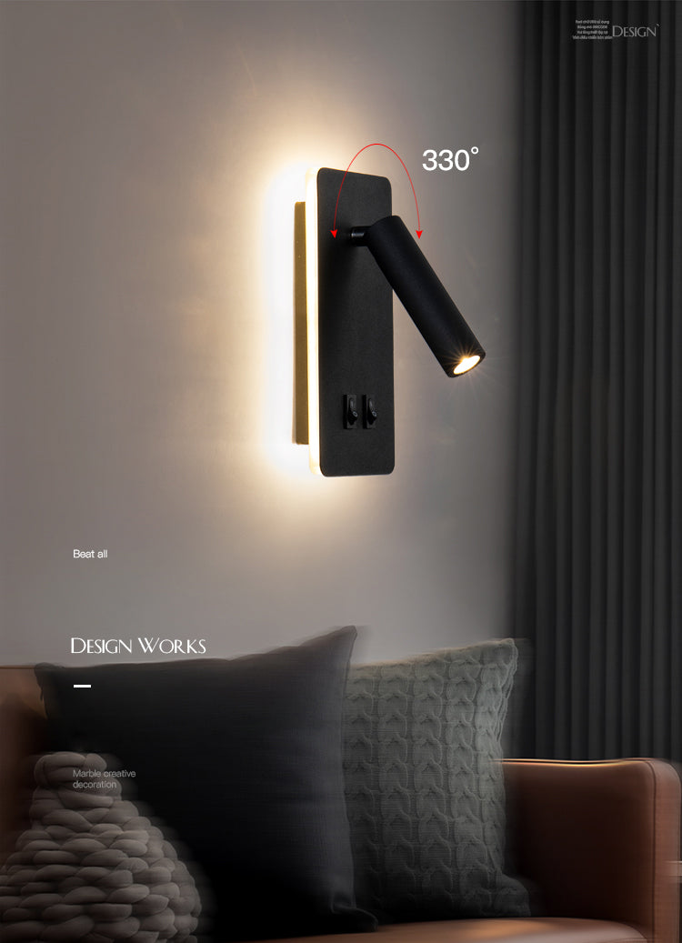 Aluminum Cylinderical Wall Lighting Fixtures Modern Minimalist Style 2 Lights Wall Light