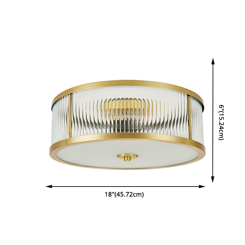 Transparent Glass Drum Flush Ceiling Light Fixtures Simplistic Bedroom Flush Mount Ceiling Light Fixtures