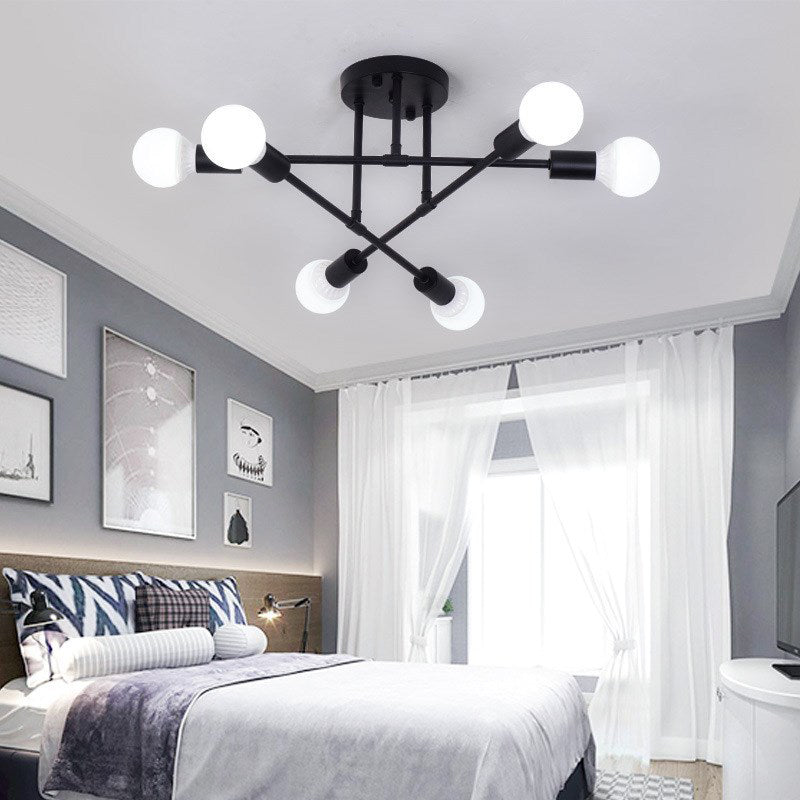 Metal Modern Semi Flush Mount Lighting 6 Lights Sputnik Semi Flush Light Fixtures for Semi Flush Light Fixtures