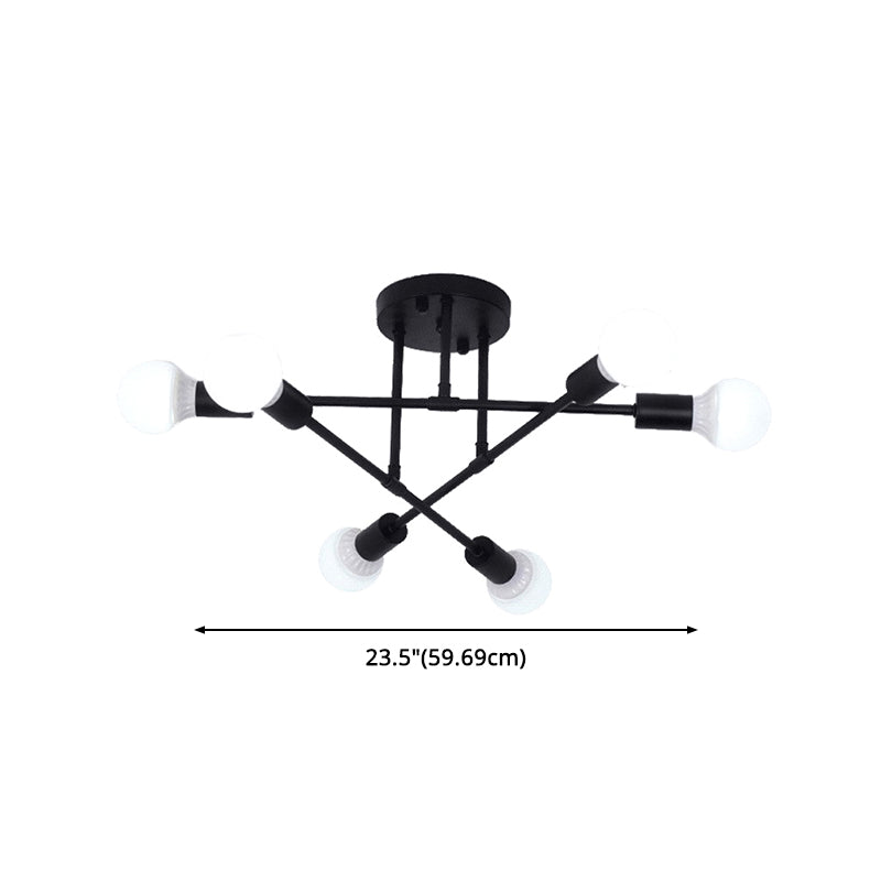 Metal Modern Semi Flush Mount Lighting 6 Lights Sputnik Semi Flush Light Fixtures for Semi Flush Light Fixtures