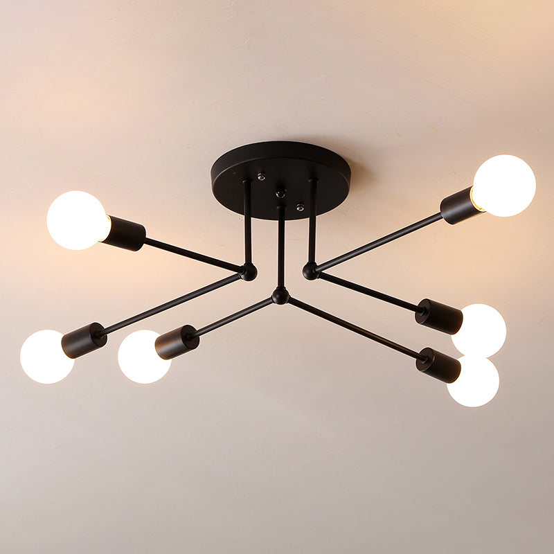Metaal Modern Semi Flush Mount Verlichting 6 Lichten Sputnik Semi-flush lichte armaturen voor Semi Flush Mount Verlichting