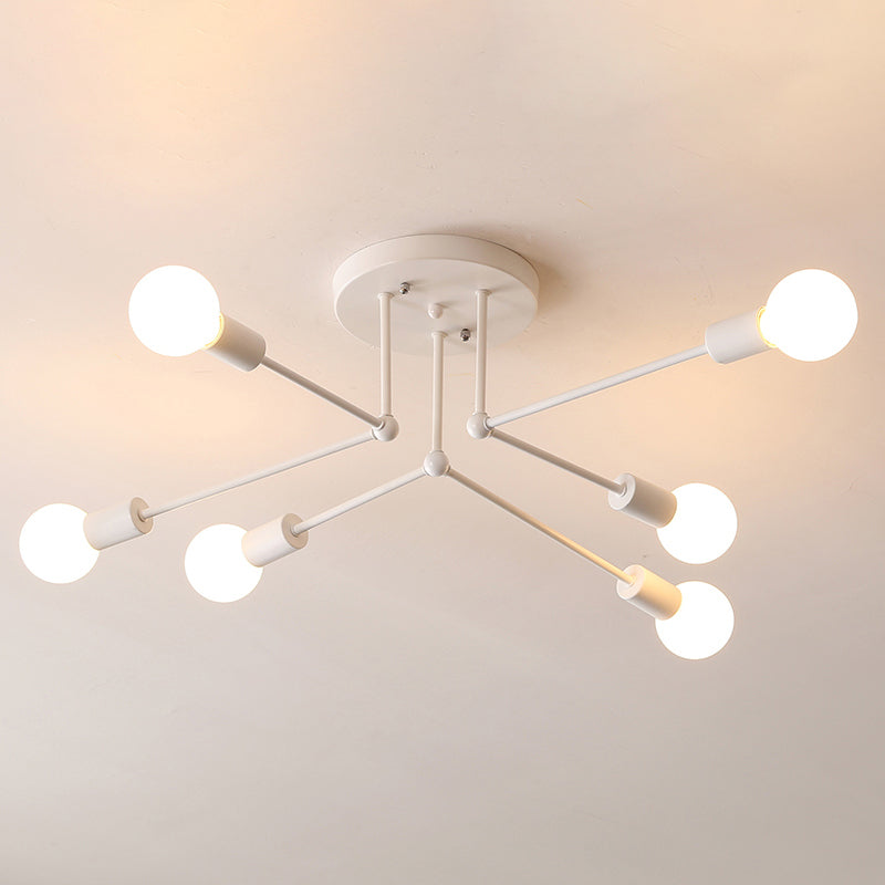 Metaal Modern Semi Flush Mount Verlichting 6 Lichten Sputnik Semi-flush lichte armaturen voor Semi Flush Mount Verlichting
