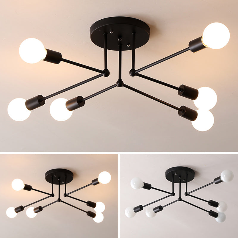 Metaal Modern Semi Flush Mount Verlichting 6 Lichten Sputnik Semi-flush lichte armaturen voor Semi Flush Mount Verlichting