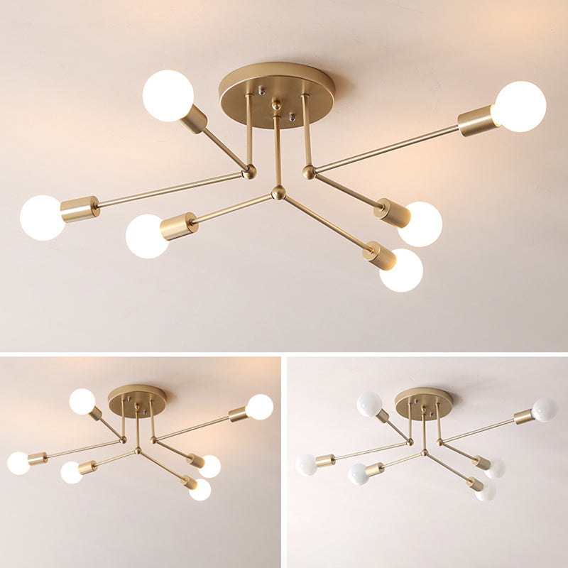 Metaal Modern Semi Flush Mount Verlichting 6 Lichten Sputnik Semi-flush lichte armaturen voor Semi Flush Mount Verlichting