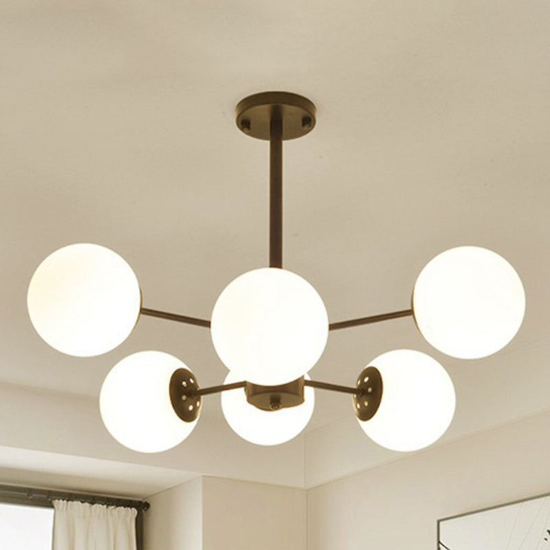 Modern Simplicity Round Ceiling Chandelier Milk Glass Hanging Light for Living Room