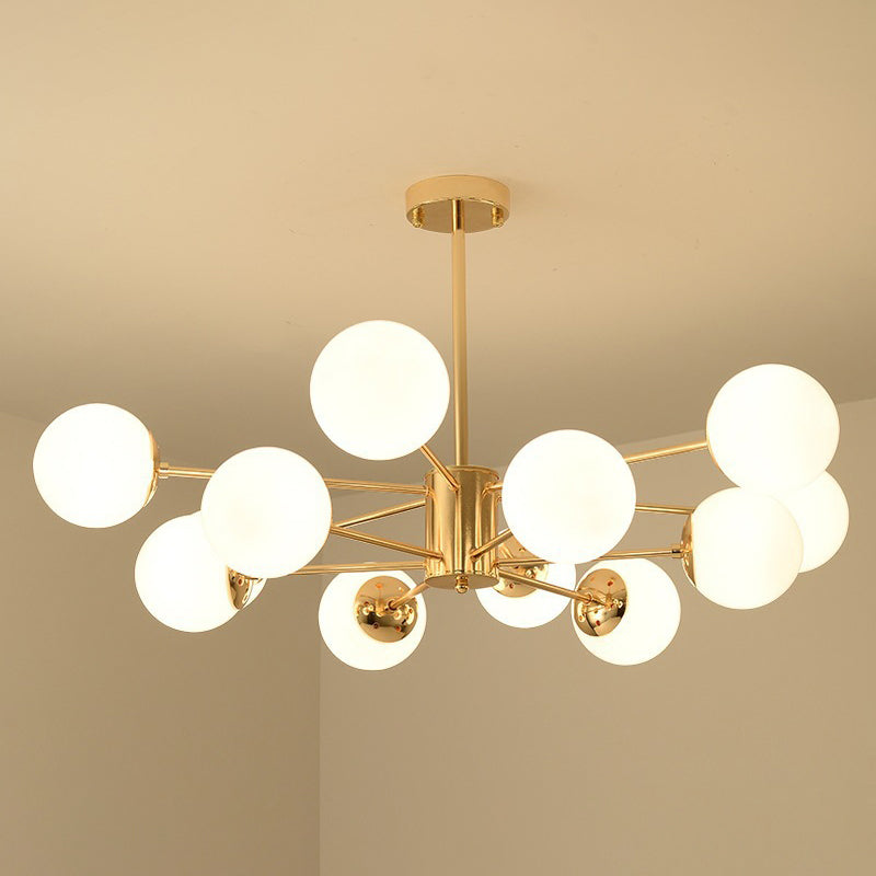 Modern Simplicity Round Ceiling Chandelier Milk Glass Hanging Light for Living Room
