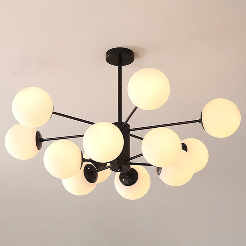 Modern Simplicity Round Ceiling Chandelier Milk Glass Hanging Light for Living Room