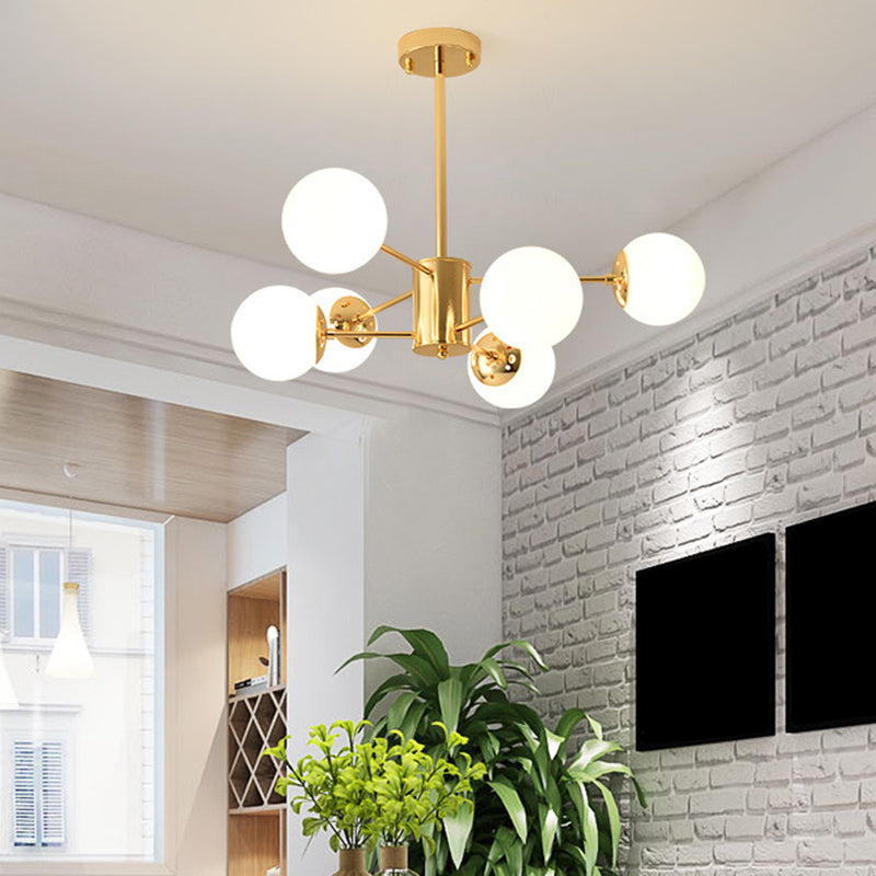 Modern Simplicity Round Ceiling Chandelier Milk Glass Hanging Light for Living Room