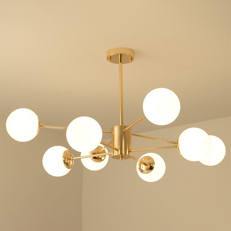 Modern Simplicity Round Ceiling Chandelier Milk Glass Hanging Light for Living Room