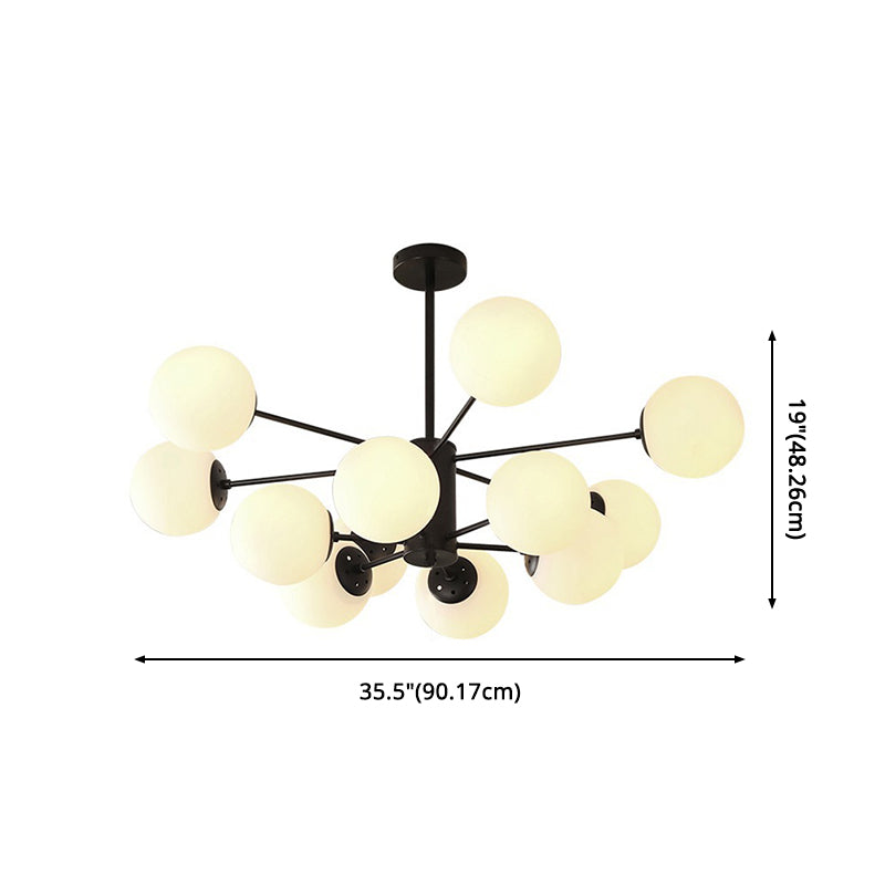 Modern Simplicity Round Ceiling Chandelier Milk Glass Hanging Light for Living Room