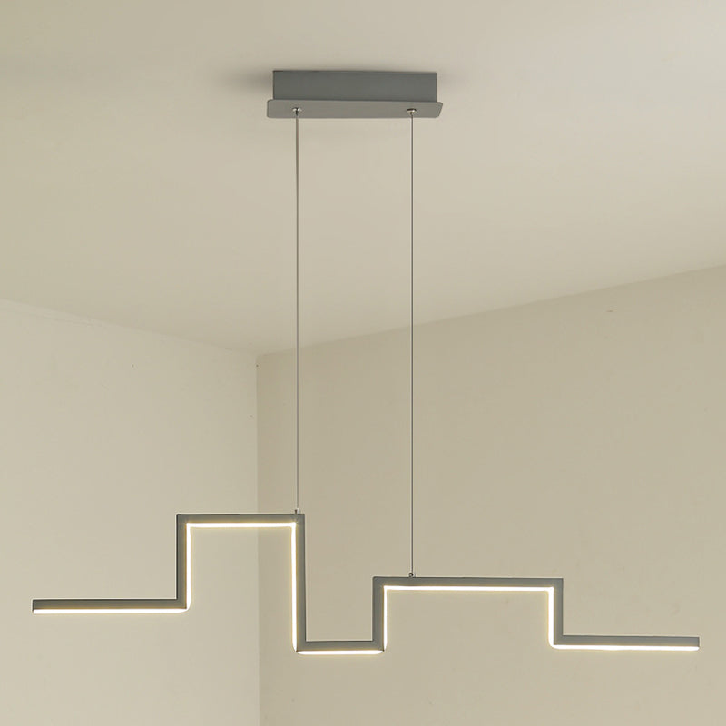 Luce a ciondolo a led grigio in ferro battuto in gel di silice in stile conciso moderno luce appesa lineare per sala da pranzo