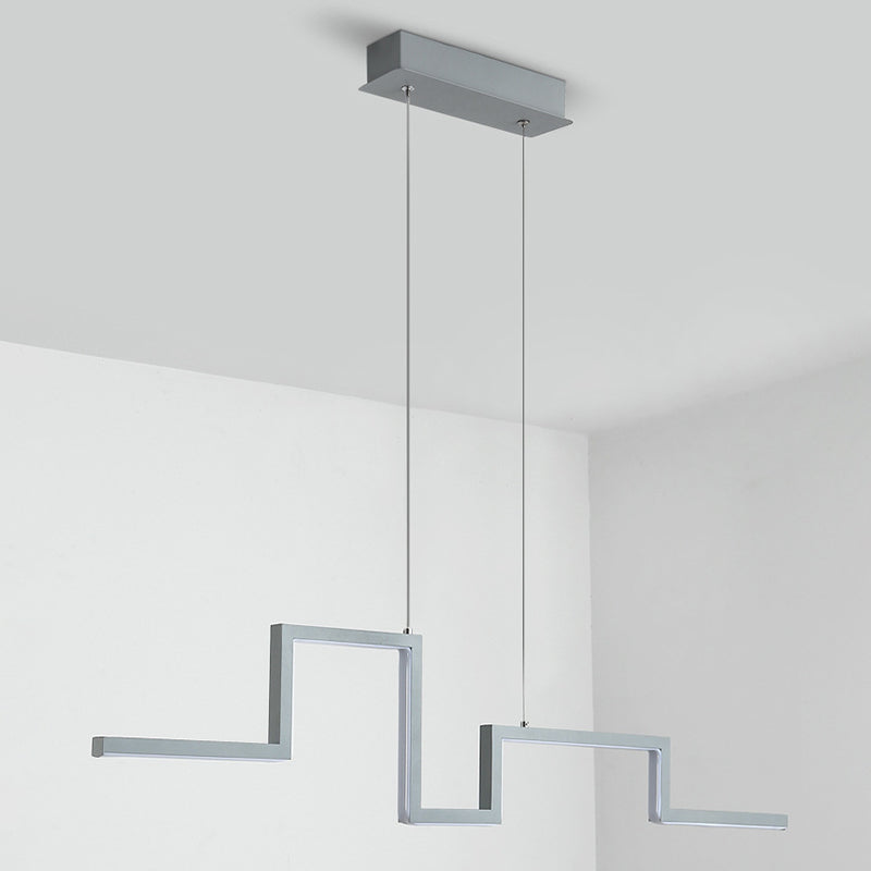 Luce a ciondolo a led grigio in ferro battuto in gel di silice in stile conciso moderno luce appesa lineare per sala da pranzo