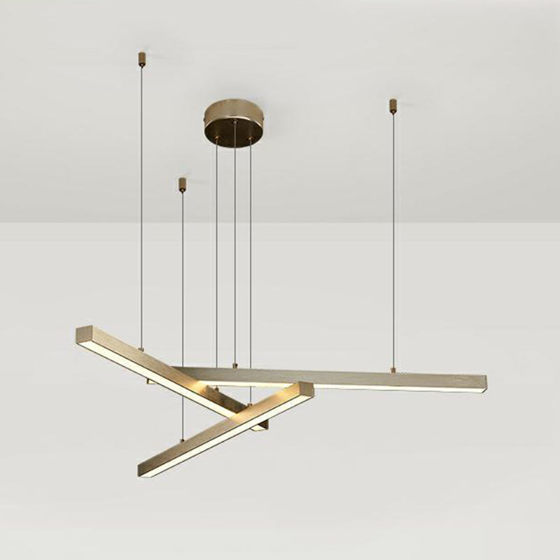 Luce a sospensione lineare a LED d'oro nella moderna singolarità in alluminio lampada appesa regolabile per soggiorno
