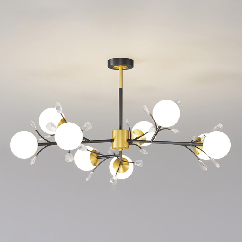 Modern Simplicity Round Ceiling Chandelier Milk Glass Hanging Light for Living Room