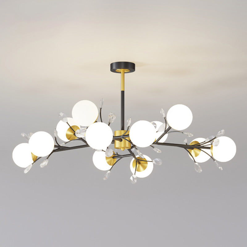 Modern Simplicity Round Ceiling Chandelier Milk Glass Hanging Light for Living Room
