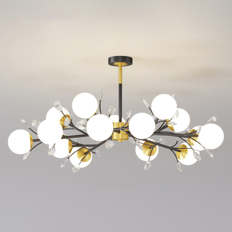 Modern Simplicity Round Ceiling Chandelier Milk Glass Hanging Light for Living Room
