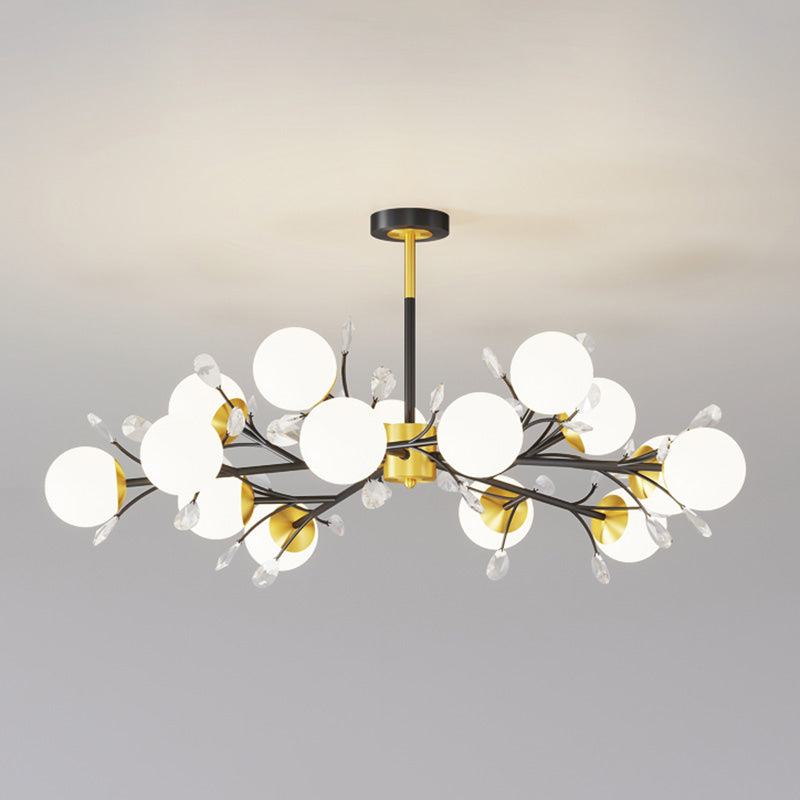 Modern Simplicity Round Ceiling Chandelier Milk Glass Hanging Light for Living Room
