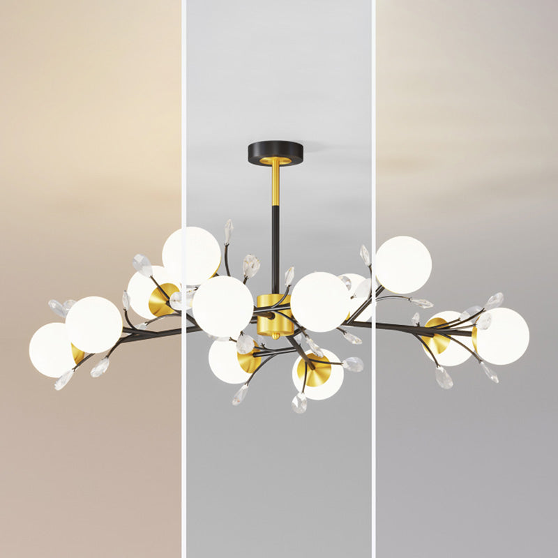 Modern Simplicity Round Ceiling Chandelier Milk Glass Hanging Light for Living Room