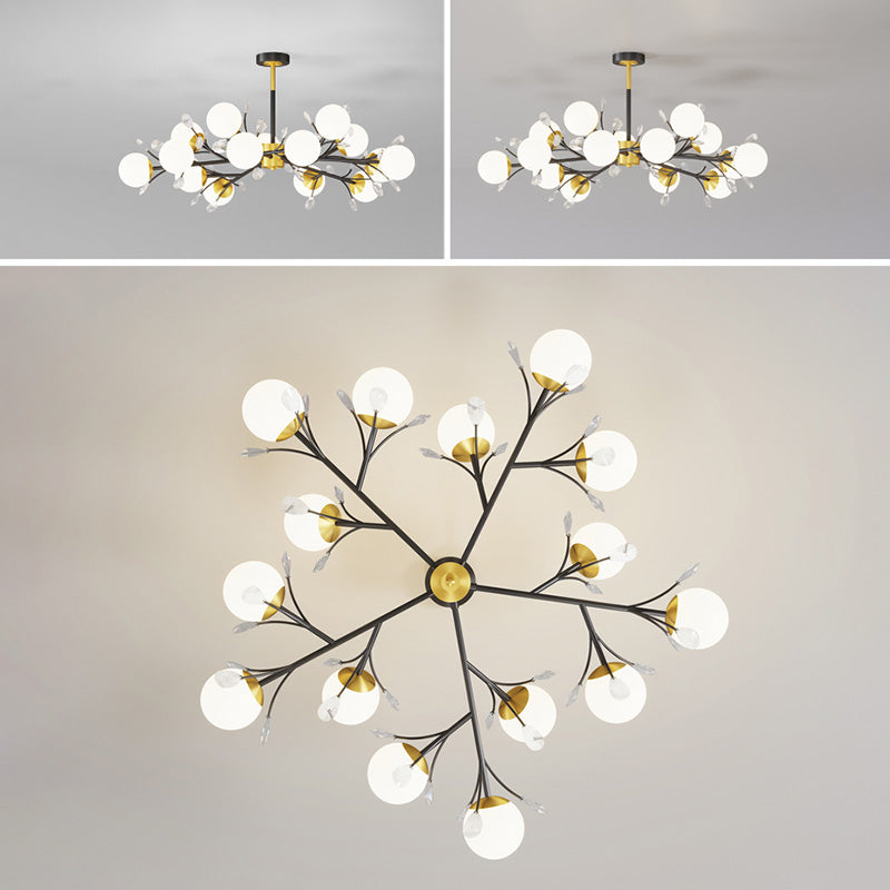 Modern Simplicity Round Ceiling Chandelier Milk Glass Hanging Light for Living Room