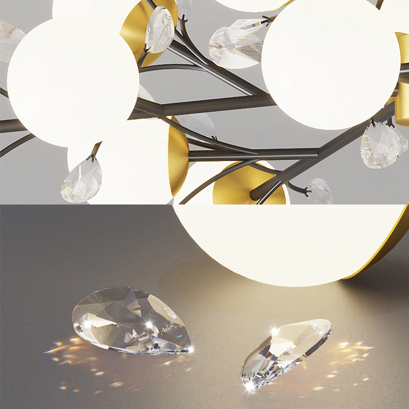 Modern Simplicity Round Ceiling Chandelier Milk Glass Hanging Light for Living Room