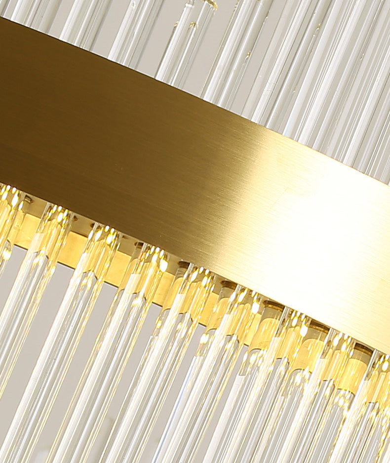 Modern Simplicity Drum Pendant Chandelier Clear Crystal Glass Hanging Light Fixture for Living Room