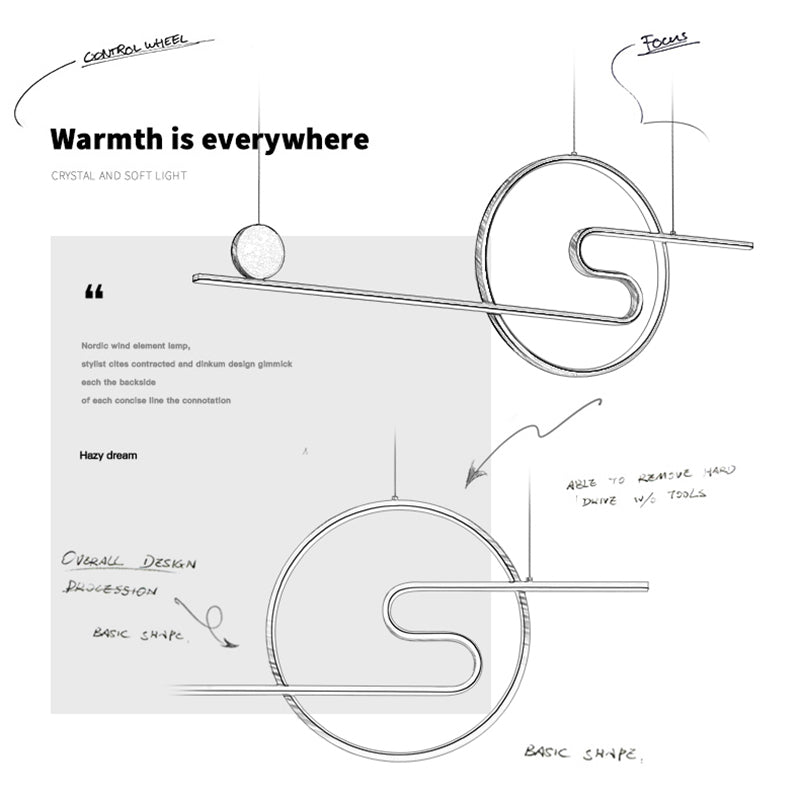 Modern Simplicity LED Linear Pendant Light Aluminium Adjustable Hanging Lamp for Dining Room