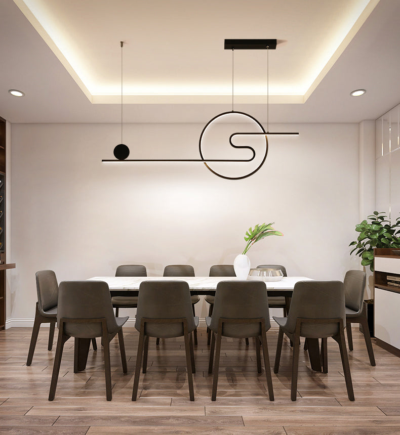Modern Simplicity LED Linear Pendant Light Aluminium Adjustable Hanging Lamp for Dining Room