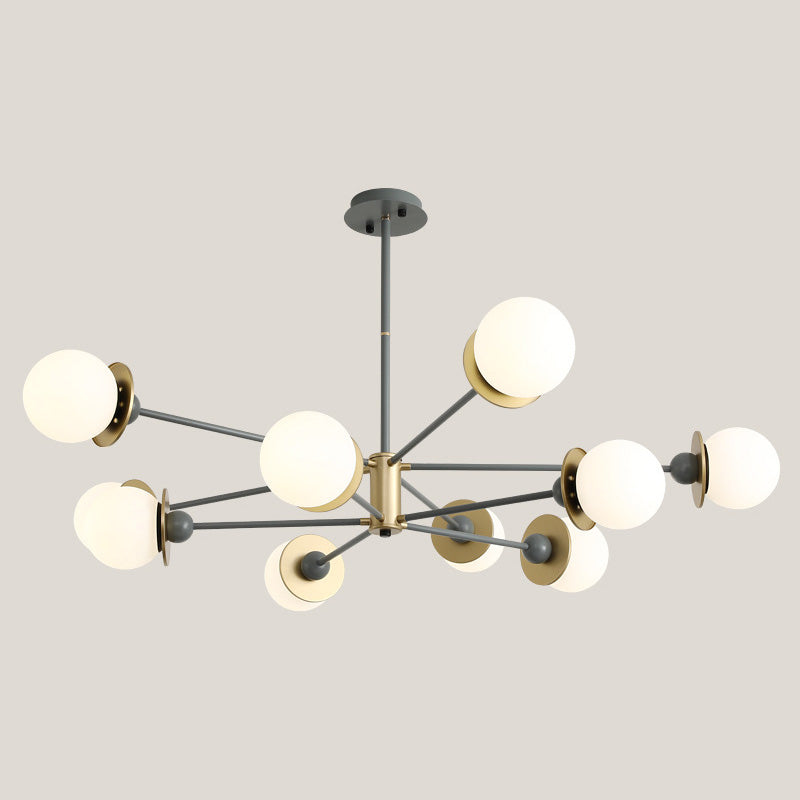 Starburst Chandelier Light Fixture Glass Dinning Room Hanging Chandelier in Grey