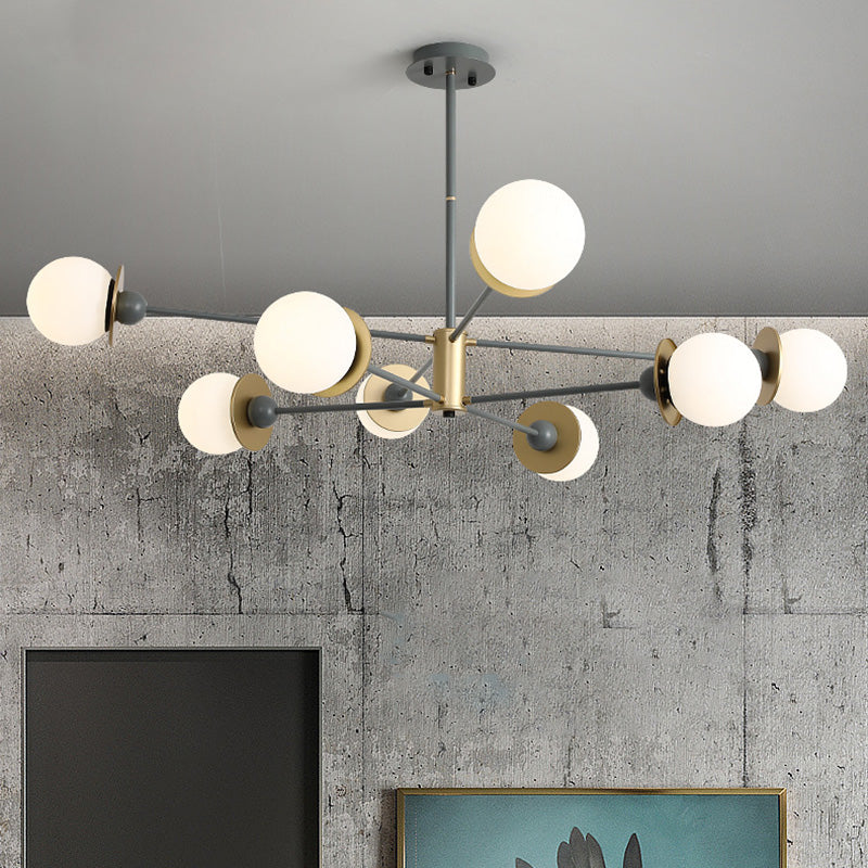 Starburst Chandelier Light Fixture Glass Dinning Room Hanging Chandelier in Grey